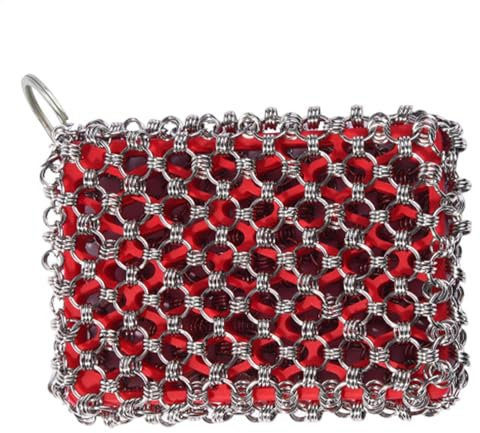 Cast Iron Scrubber, Kitchen Cast Iron, Cast Iron Cleaner, Frying Pan Scrubber, Multipurpose Portable Chain Scrubber Designed for Cleaning Irons Kitchenware, Providing a Thorough Yet Gentle Clean