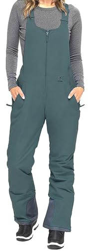 Pantalones de esquí para mujer, pantalones de peto, pantalones de nieve, forrados, pantalones de softshell, pantalones con peto ajustable, pantalones de exterior, resistentes al viento, impermeables,