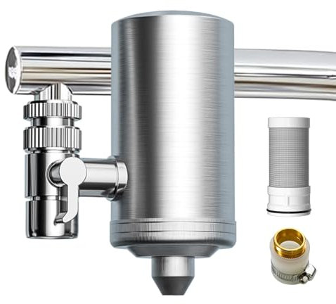 Faucet Water Filter, Stainless Steel Water Filter, Tap Water Purifier, Faucet Mount System, Reduces Chlorine And Heavy Metal, Healthy Hydration, Easy Installation For Cleaner, Filtered Tap Water