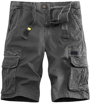 Herr Cargo Military Shorts Sommar Klassiska Arbetsshorts Lättvikts Baggy Bermuda Kortbyxor Camping Vandring Taktiska Shorts Dragsko Bekväm Andningsbar Cargo Shorts, Grå, XL