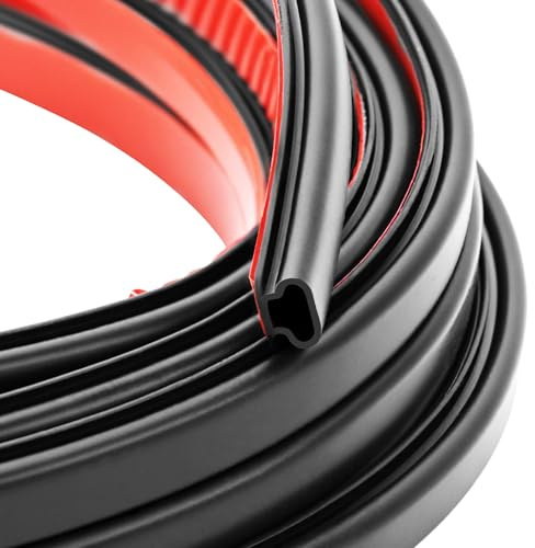 QWORK® 6m Türdichtung Selbstklebend D-Form 10 x 6 mm - Dichtungsband Gummidichtung Wasserdicht Schalldichte Isolierung für Fenster & Türen, Flexibel & Kältebeständig (Schwarz)