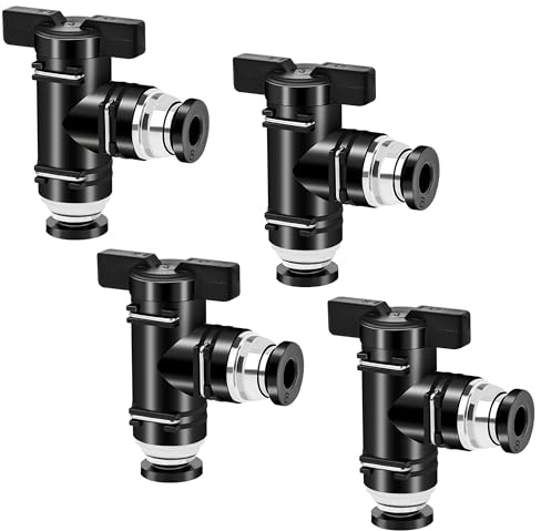 TINGJS Pneumatik Steckverbinder Rechtwinklige 8 mm Pneumatischer Kugelhahn mit Absperrhahn für Schnellen Anschluss von Luftleitungen 4 Stück