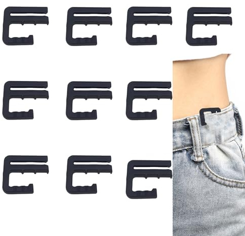 10 StüCk Verstellbare Nagelfreie Taillenschnallen, Hosenbund Enger Machen Clip,Hosen Expander Button, NäHfreiknopf Button Pins Abnehmbarer Jeansknopf Hosen Clips Schwarz