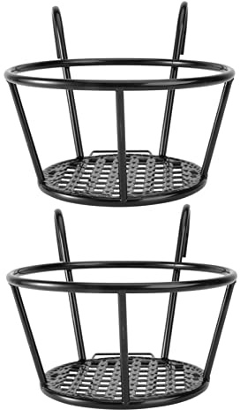 TOYANDONA 2PCS Black Planter Bracket Handrail Hanging Flowerpot Holder for Windowsill Balcony Garden Durable Iron Art Flowerpot Stand for Easy Plant Care