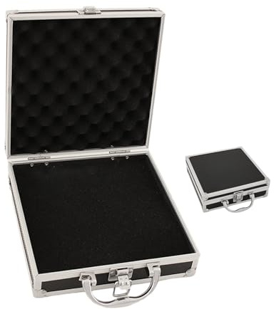 Boîte à outils portable - Mini valise en aluminium - Petite boîte à outils en aluminium avec rembourrage en mousse - Boîte à outils de rangement en aluminium, Taille L : 21,5 x 21,5 x 6,5 cm, L- 21.5