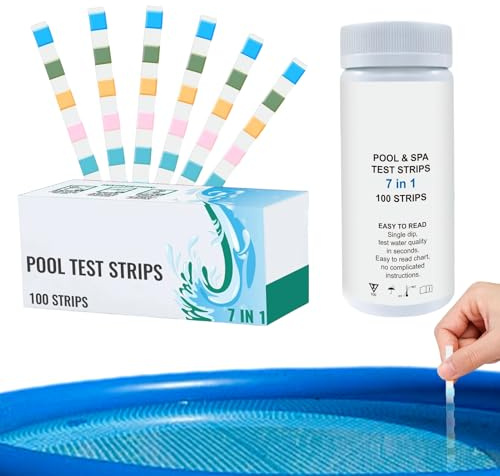 Kustimantu Test per Piscina - Analisi Acqua Piscina 100 Unità | Strumento Multifunzionale di Analisi Rapida per la Manutenzione A Casa Spa, Acquario, Stagno e Giardino