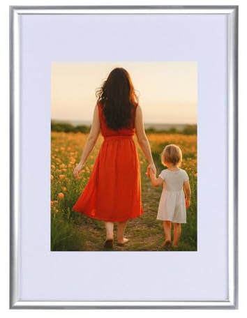 IDEAL TREND New Lifestyle Kunststoff Bilderrahmen mit Passepartout & Kunststoffglas Collage Wanddeko Poster Hoch- & Querformat: Farbe: Silber | Format: 50x70