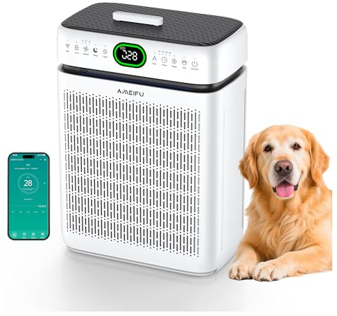 Air Purifiers for Home Large Room Up to 3500 Sq Ft with Washable Filters,Double-Sided HEPA with PM 2.5 Display Air Quality Sensor,Smart WiFi APP,Air Cleaner for Pets,Hair,Dust,Smoke,Dorm room,Office