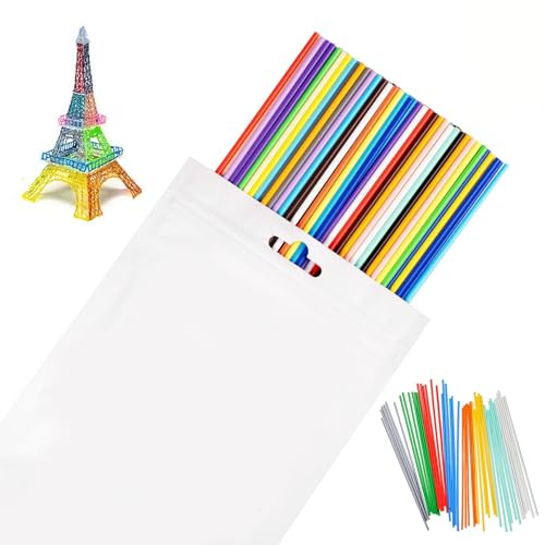 300 Stück 10 Farben 3D Pen Filament Refill, 2.5mm 3D Printing Stift Nachfüllpacks,3D Druck Stifte Nachfüllungen für Kinder,Buntes Filament Plastik,Passend für 3D-Graffiti-Stift-Zubehör