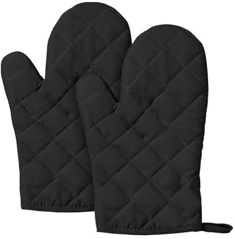 Ofenhandschuhe Hitzebestaendig, Topfhandschuhe, Kochhandschuhe, Backhandschuhe, zum Kochen, Backen, Barbecue Isolation (Schwarz)