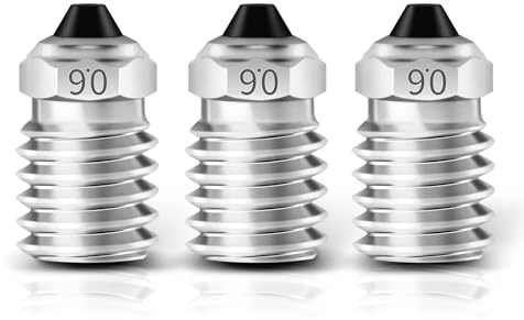 IdeaFormer Lot de 3 buses bimétalliques de 0,6 mm avec pointe en acier trempé pour Bambulab X1 X1C P1P P1S Buse bimétallique pour Bambu Lab X1 X1C P1P P1S