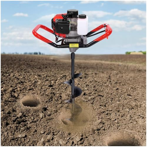 Gas Powered Post Hole Digger with 3 Auger Bits - 4 Stroke Earth Auger for Fencing and Planting in Farm and Garden