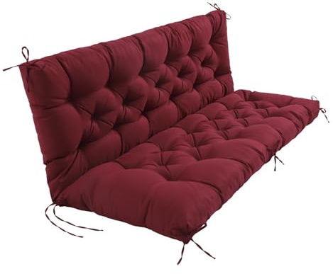 EBETA Gartenbankauflage, Outdoor Bankauflagen Sitzkissen und Rückenkissen für Bank Gartensofakissen Sitzkissen für Gartenschaukel Polsterauflage für Hollywoodschaukel (Weinrot, 150 * 50 * 50 cm)