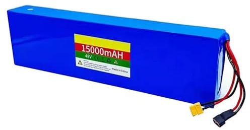 Batería De Litio De 48V Y 15Ah 13S5P para Patinete Eléctrico Y Bicicleta Eléctrica con Cargador Protección BMS Carcasa de PVC impermeable Compatible con motores de 50-500 W 48V 15AH,T