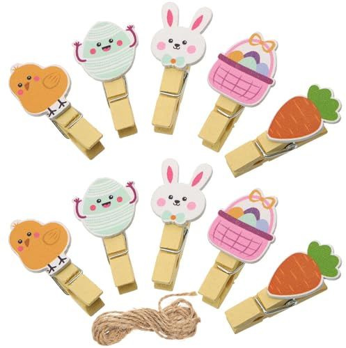 SOLUSTRE 40 Mini Mollette Pasquali in Legno Coniglietto, Clip Fotografiche Resistenti per Foto e Decorazioni di Pasqua, Mollette per Vestiti e Appunti, per Decorazioni Casa e Lavoretti