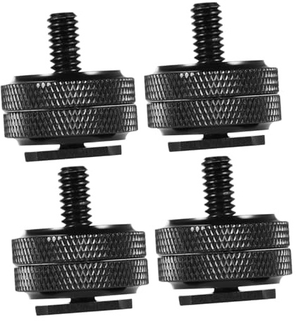 FUOYLOO Blitzschuh Adapter mit Doppelseitiger 1/4 Schraube aus Aluminiumlegierung 4 Stück Kompatibel für Kamera und TTL Kabel für Professionelle Fotoausrüstung