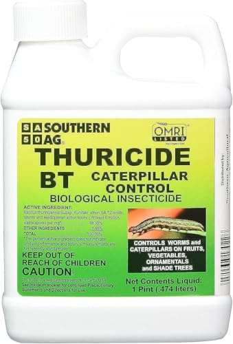 Southern Ag Thuricide BT Caterpillar Control, 16oz - Pint – Organic Bacillus Thuringiensis Spray for Worms, Caterpillars & Garden Pest Control – Safe for Vegetables, Fruits & Ornamentals