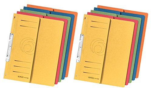 Herlitz 5976055 Einhakhefter A4 mit 1/2 Vorderdeckel und kaufmännischer Heftung (Einhakhefter A4, sortiert | 10er Pack)