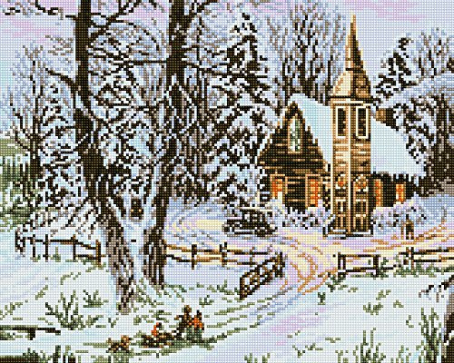 GMMH Diamond Vollbedeckung mit Holzrahmen Painting Set Bild 40 x 50 Diamant Malerei Stickerei Handarbeit Basteln Mosaik Steine Blumen Korb Haus am Bach (GJ278)
