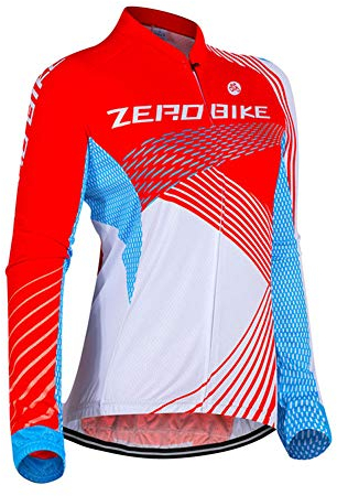 Damen Atmungsaktiv Schnelltrocknend Fahrradtrikot, Outdoor Lange Ärmel Radsport-Shirt (0022, M)