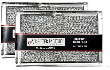 Air Filter Factory Microwave Grease Filter 651858 Replacement For Bosch 5 X 7.63 X 0.09 Inches 12-Layer Aluminum Mesh 2-Pack