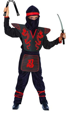 Ciao Red Ninja Fighter Costume déguisement garçon (Taille 7-9 Ans) avec kit d'fausses Armes