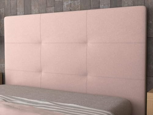 Cabezal Cama Andrea Tapizado de Tela Acolchado 8 cm con Fijación a Pared – Cabecero de Cama Suave y Elegante – Cama de 135 (145 x 120 cms) Rosa Palo Textil Suave – Cabeceros Acolchados
