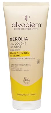ALVADIEM GEL DOUCHE SURGRAS 200ml à la gelée royale bio - Peau sensible,sans savon - Fabriqué en FR