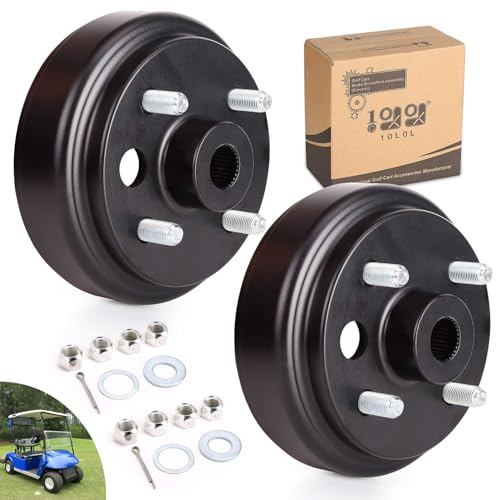 10L0L 21807G1 Golf Cart 1 Inch Large Hole 30 Teeth Spline Brake Drum Assembly for 4 Cycle Gas 1991-Up EZGO TXT, RXV, Marathon, Medalist, Columbia, OEM# 21807-G1, 41843-94 (2 Packs)