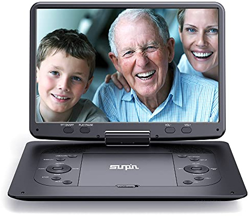 16.9''Portable DVD Player with 14.1''HD Large Screen, 5 Hours Rechargeable Battery, Kids DVD Players for Car Travel, USB/SD Card/Sync TV and Multiple Disc Formats, Black
