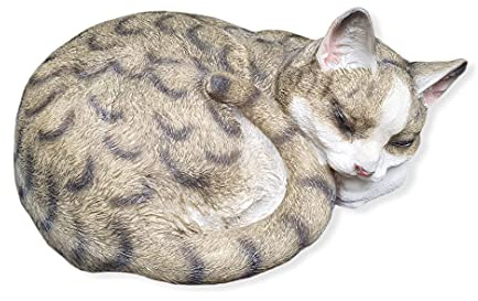Aspinaworld Katze Gartenfigur 13 cm liegend – Haustier Tierfigur aus Kunstharz für den Außenbereich