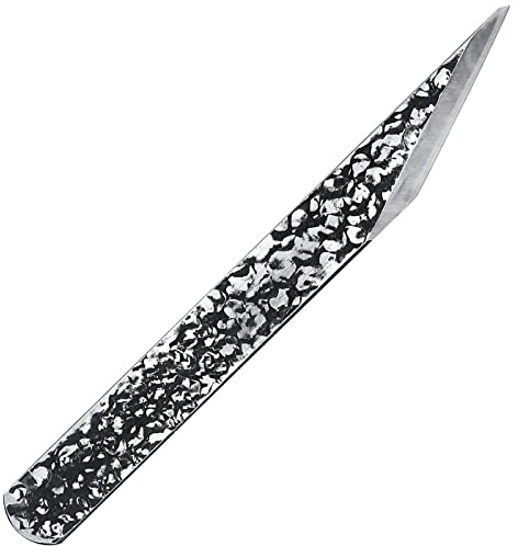 KAKURI Kiridashi Knife Right Hand 21mm, Hand Forged Japanese Carbon Steel Blade with Hammered Pattern, Made in Japan