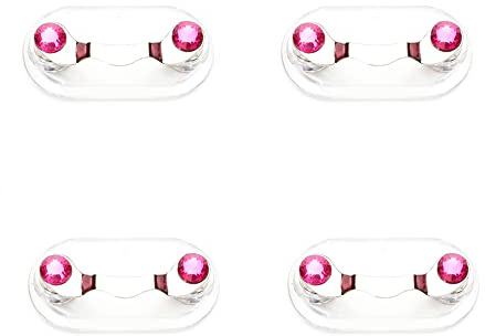 Magnetische Brillenhalter für Ausweise, Ausweishalter, Brillenhaken aus Edelstahl, Mini-Sonnenbrillenständer mit Kristallen und Perlen, 12 Farben, 4 Stück, rose, One size