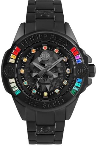 Philipp Plein Unisex Analog Quarz Uhr mit Edelstahl Armband PWNAA0522
