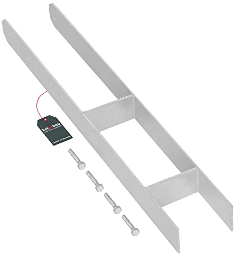 KOTARBAU® H-Pfostenträger Feuerverzinkt für Beton Breite 91 mm Gesamthöhe 600 mm Materialstärke 5 mm für 90 mm Pfosten H-anker Pfostenanker zum Einbetonieren Pfostenträger Pfostenschuhe mit Schraube T
