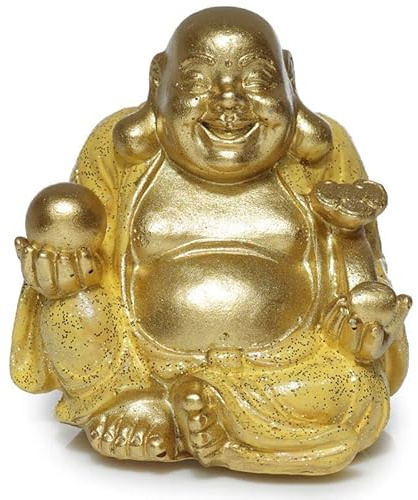 Valmoni Sport Chinesische Glücksbuddha-Figur, goldfarben, großes Glück, Dekoration (gelb)