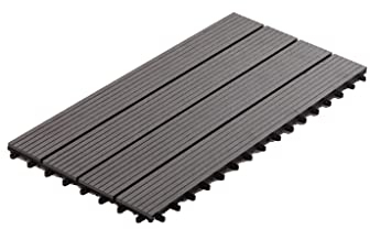 Woodtex WPC Terrassenfliese | Grau | Klickfliese | Geriffelt | 18 mm Stark | LxB: 60 x 30 cm
