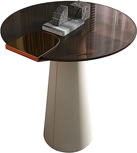 POCHY Tables Basses Table Basse 21,7 Pouces Table d'appoint Ronde Plateau en Verre trempé Table Centrale Table de Chevet Table de canapé Simple Table d'appoint Table d'appoint Pratique Beau