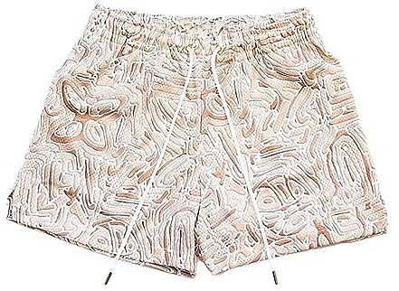 BOOMLEMON Mens Mesh Graphic Print Shorts Casual Workout Cool Shorts Gym Basketball Running Short Pants(Pigments White L)