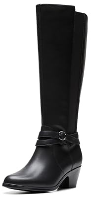 Clarks Women's Emily2 Dream Knee High Boot, Black Leather, 6.5 UK
