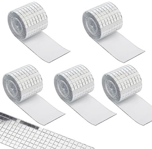 Armastuse 7320 Pièces Miroirs Auto-Adhésifs Carreaux de Mosaïque,Autocollants Carrés en Mosaïque de Verre Mini Autocollants Miroir pour DIY Disco Party DIY Decor (5 x 5 mm)