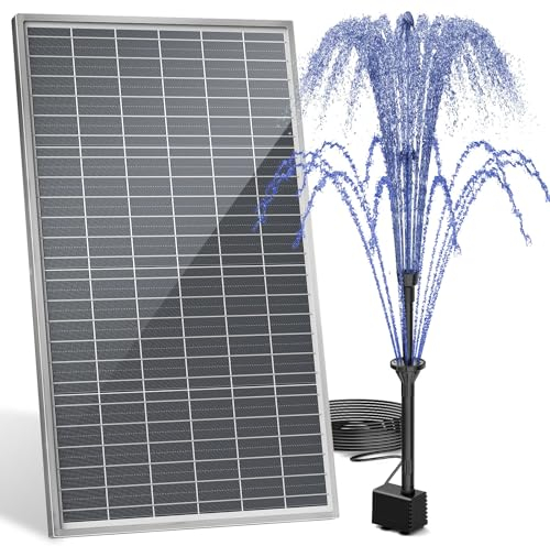 AMZtime 20W Fuente Solar Jardin Exterior Mejorada DIY Bomba de Agua Solar Soporte Ajustable para Baño de Pájaros, Acuario Jardín Fuente de Agua Decorativa