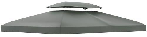 Telo Gazebo 3x4, con AIRVENT -MISURA UNIVERSALE- Tetto a 2 Livelli Di Ricambio, Pieghevole, Con Fori Drenaggio E Impermeabile, 180 g/㎡, Anti-UV 100%, PL, Installazione Facile, Grigio Scuro