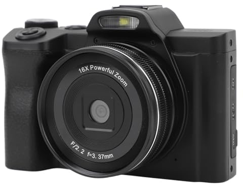 Denash Fotocamere Digitali 5K per Fotografia, Fotocamera 48MP con Zoom Digitale 16X e Messa a Fuoco Automatica con Schermo da 3,5 Pollici, Fotocamera Compatta per Vlogging da Viaggio