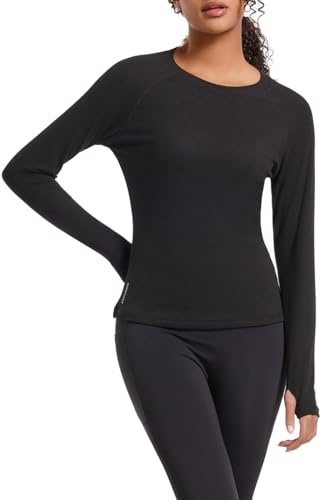 SURFEASY Thermal Tops Womens Fleece Lined Base Layer Top Undershirt Ladies Long Sleeve Underwear Soft Winter Warm Casual Fashion Shirt