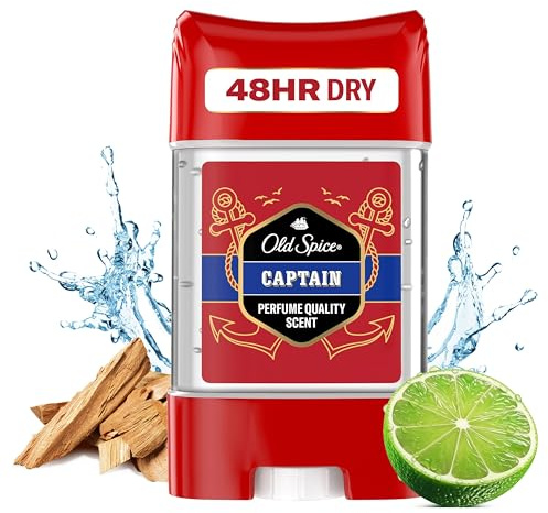 Old Spice Captain Antiperspirant Roll On Deodorant Clear Gel Stick for Men, Perfume Quality Scent & 48H Dry and Fresh, Anti-White Mark Technology, 70ml