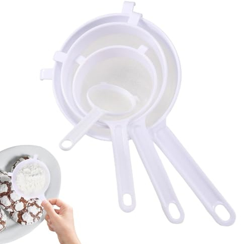 ETUCYNG Tamiz de harina para hornear, coctelera de harina | Juego de colador de harina portátil, colador de malla fina,tamiz de cocina, plumero de azúcar en polvo, tamiz de malla fina con