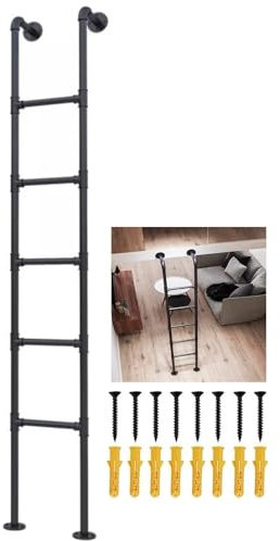Escabeau mural en métal noir pour maison, loft, fenêtre de sous-sol, puits et lit superposé, kit de sortie d'entrée 10 marches (145 cm)