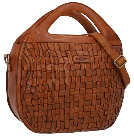 Gusti Leder Alvon Schultertasche Damen Handtasche Echtleder Vintage Braun für Alltag und Büro