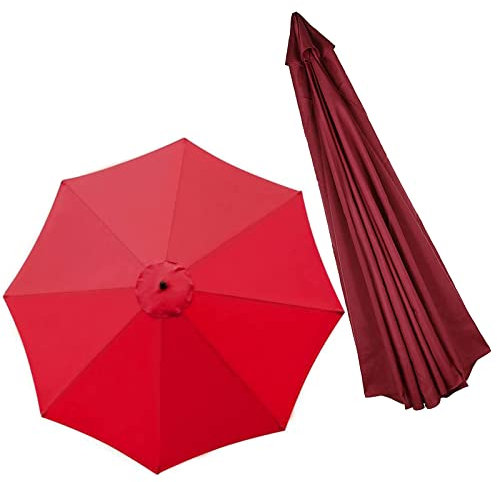 Ombrellone da giardino rotondo, 2,7 m, per ombrellone a 8 bracci, colore rosso